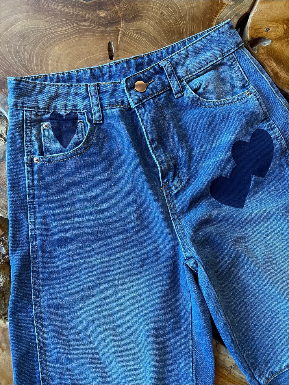 Blue Heart Mid-Rise Barrel Jeans NWOT XS-S - Picture 6 of 9
